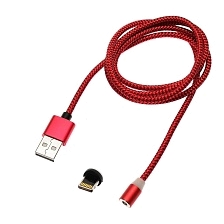 USB кабель магнитный 360 "Magnetic Cable" APPLE Lightning USB, длина 1 метр, тканевая оплетка, цвет красный | Все по 150