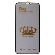 Защитное стекло Антишпион King Glass для APPLE iPhone X, iPhone XS, iPhone 11 Pro, цвет окантовки черный
