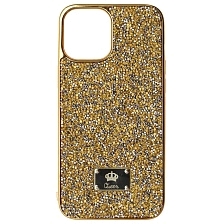 Чехол накладка Queen для APPLE iPhone 12 Pro MAX (6.7"), силикон, стразы, цвет золотистый Чехол накладка Queen для APPLE iPhone 12 Pro MAX (6.7"), силикон, стразы, цвет золотистый