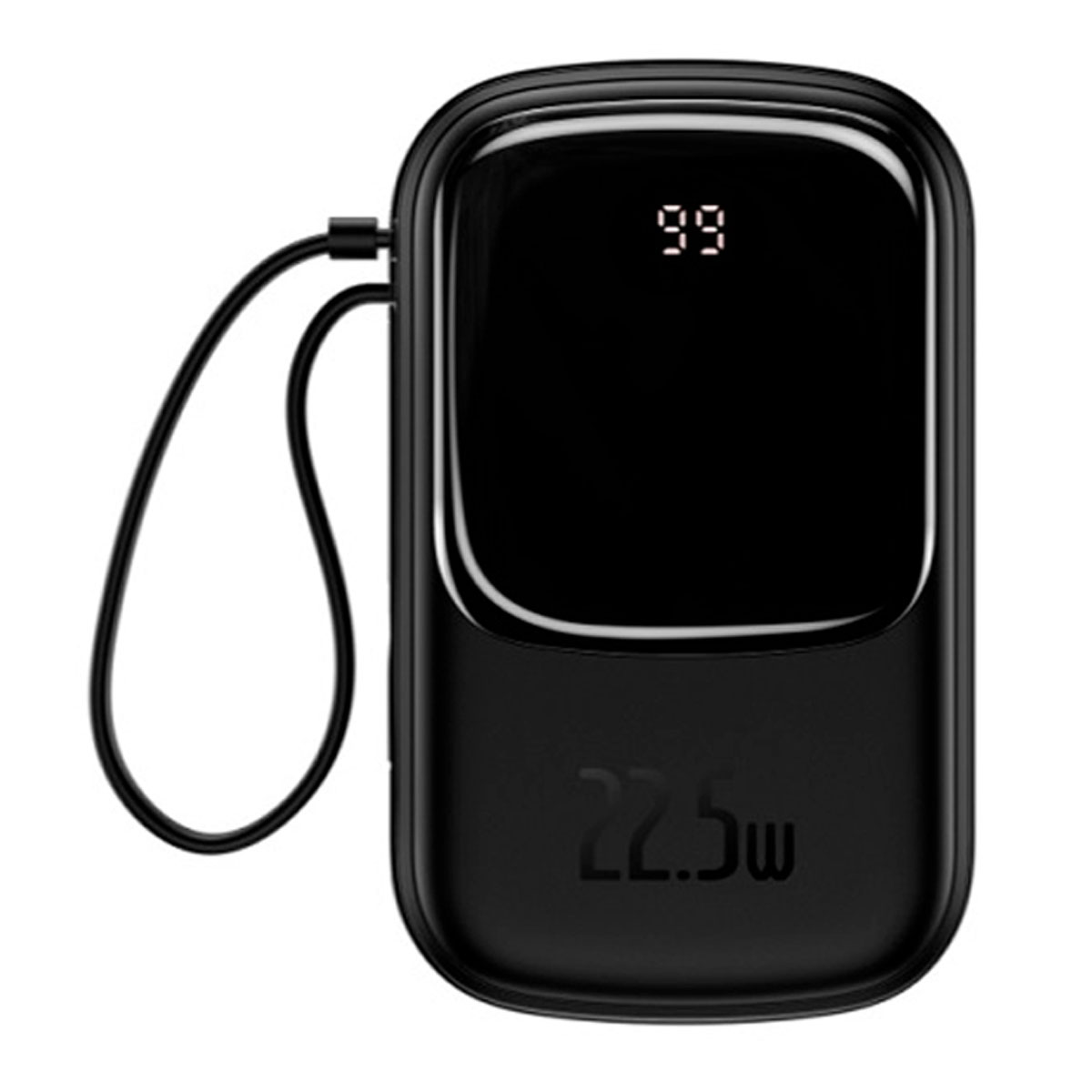 Внешний портативный аккумулятор, Power Bank BASEUS Qpow Digital Display c кабелем USB Type C, 20000 mAh, цвет черный