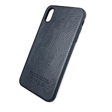 Чехол накладка для APPLE iPhone XS MAX, силикон, под кожу, лого, цвет черный.