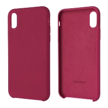 Чехол накладка Silicon Case для APPLE iPhone X, iPhone XS, силикон, бархат, цвет вишневый