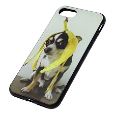 Чехол накладка для APPLE iPhone 7, iPhone 8, силикон, рисунок Собачка с бананом.