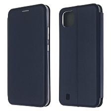 Чехол книжка STYLISH для Realme C20, экокожа, визитница, цвет темно синий