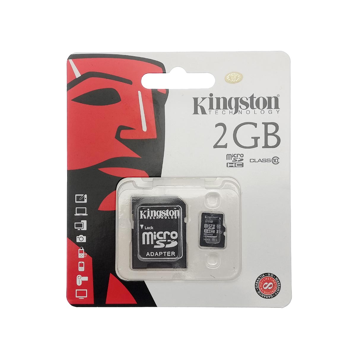 Карта памяти MRM Kingston MicroSDHC 2GB Class 10 + SD адаптер, цвет черный