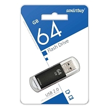 Флешка USB 2.0 64GB SMARTBUY V-Cut, цвет черный