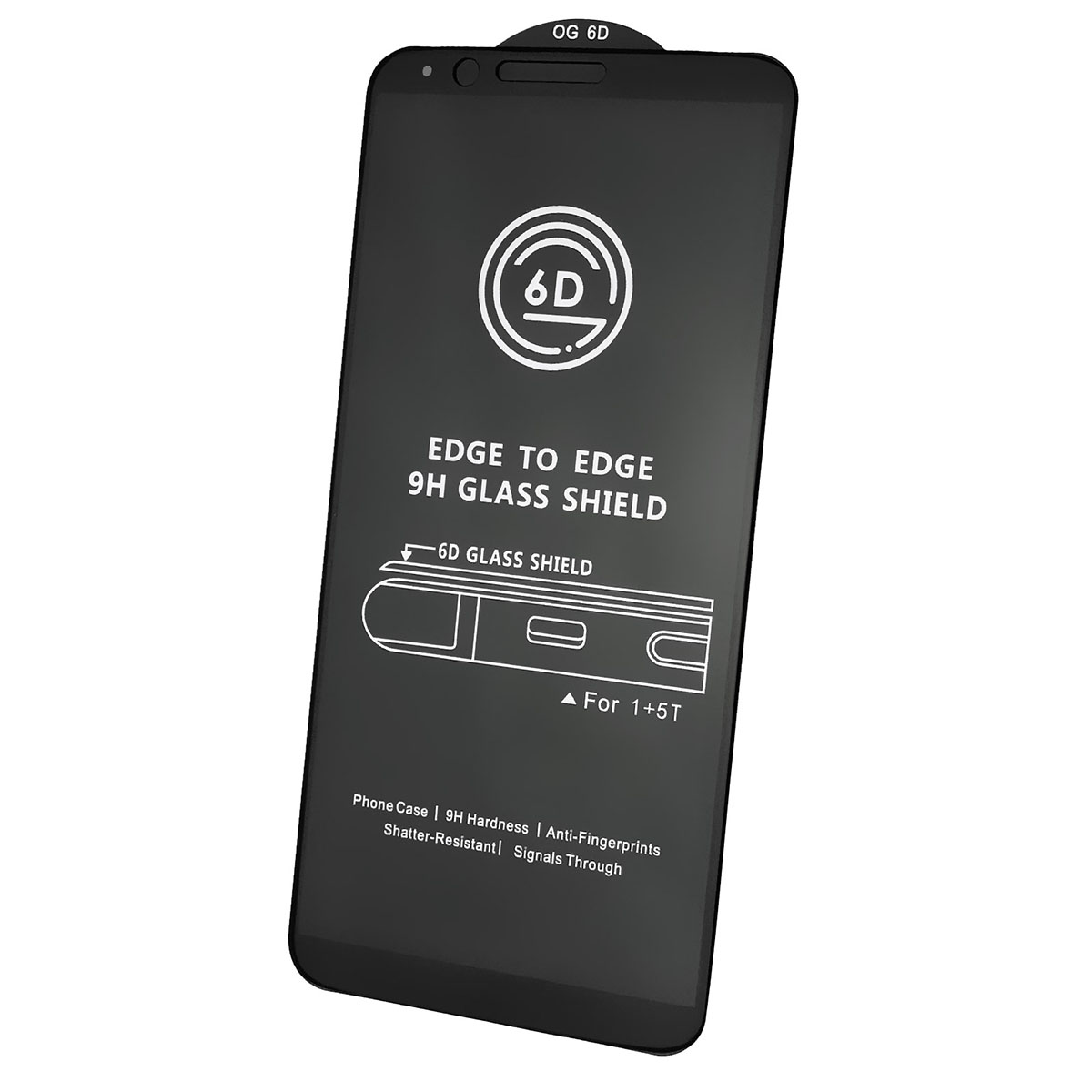 Защитное стекло 6D G-Rhino для OnePlus 5T 2017, цвет окантовки черный
