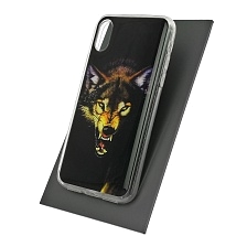 Чехол накладка для APPLE iPhone X, силикон, рисунок Рычащий волк.