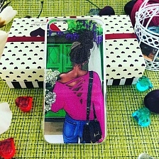 Чехол накладка для APPLE iPhone 7, 8, силикон, рисунок девушка со спины в розовом.
