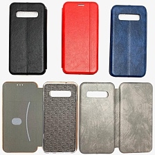 Чехол книжка для SAMSUNG Galaxy S10 (SM-G973), экокожа, визитница, цвет красный