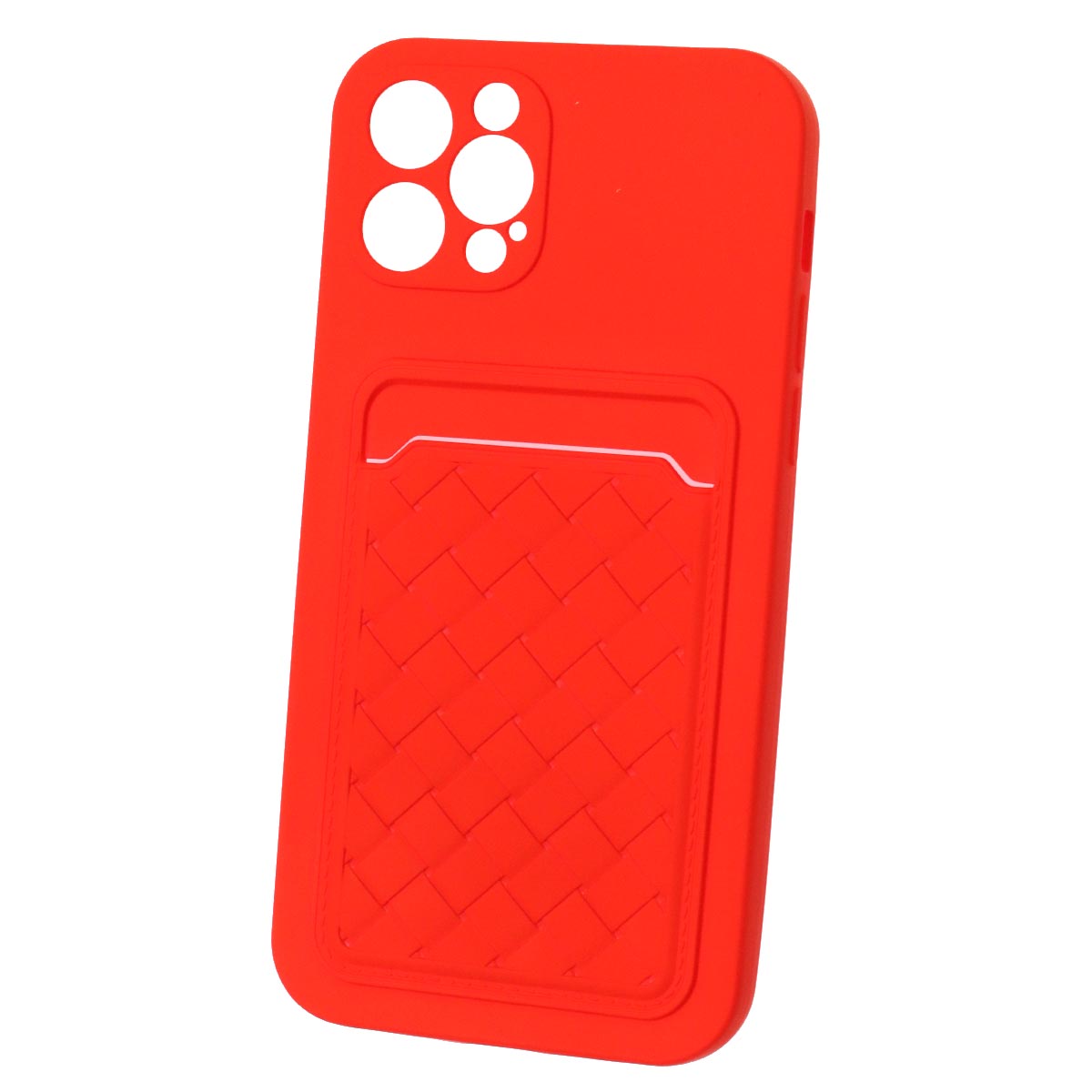 Чехол накладка CARD CASE для APPLE iPhone 12 Pro (6.1"), силикон, отдел для карт, цвет красный