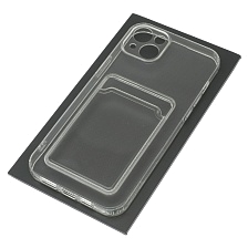 Чехол накладка CARD CASE для APPLE iPhone 14 Plus, силикон, отдел для карт, цвет прозрачный