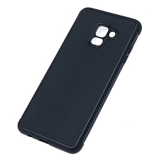 Чехол накладка для SAMSUNG Galaxy A8 Plus 2018 (SM-A730), силикон, плетение, цвет темно синий