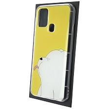 Чехол накладка для SAMSUNG Galaxy M31 (SM-M315), силикон, рисунок Белый мишка