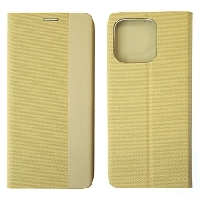 Чехол книжка MESH для XIAOMI Redmi 12C, POCO C55, текстиль, силикон, бархат, визитница, цвет золотистый