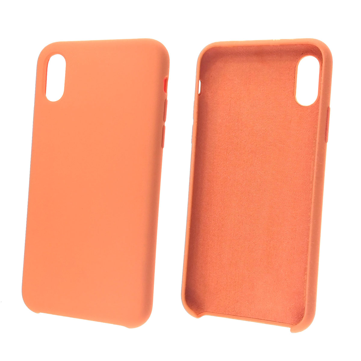 Чехол накладка Silicon Case для APPLE iPhone X, XS, силикон, бархат, цвет оранжевый.