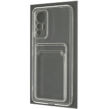 Чехол накладка CARD CASE для XIAOMI 12 Lite, силикон, отдел для карт, цвет прозрачный