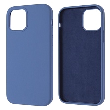 Чехол накладка Silicon Case для APPLE iPhone 12, iPhone 12 Pro, силикон, бархат, цвет синий