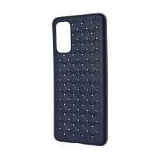 Чехол накладка для SAMSUNG Galaxy S20 (SM-G980), силикон, плетение, цвет синий.