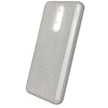 Чехол накладка для XIAOMI Redmi 8, силикон, блестки, цвет серебристый.