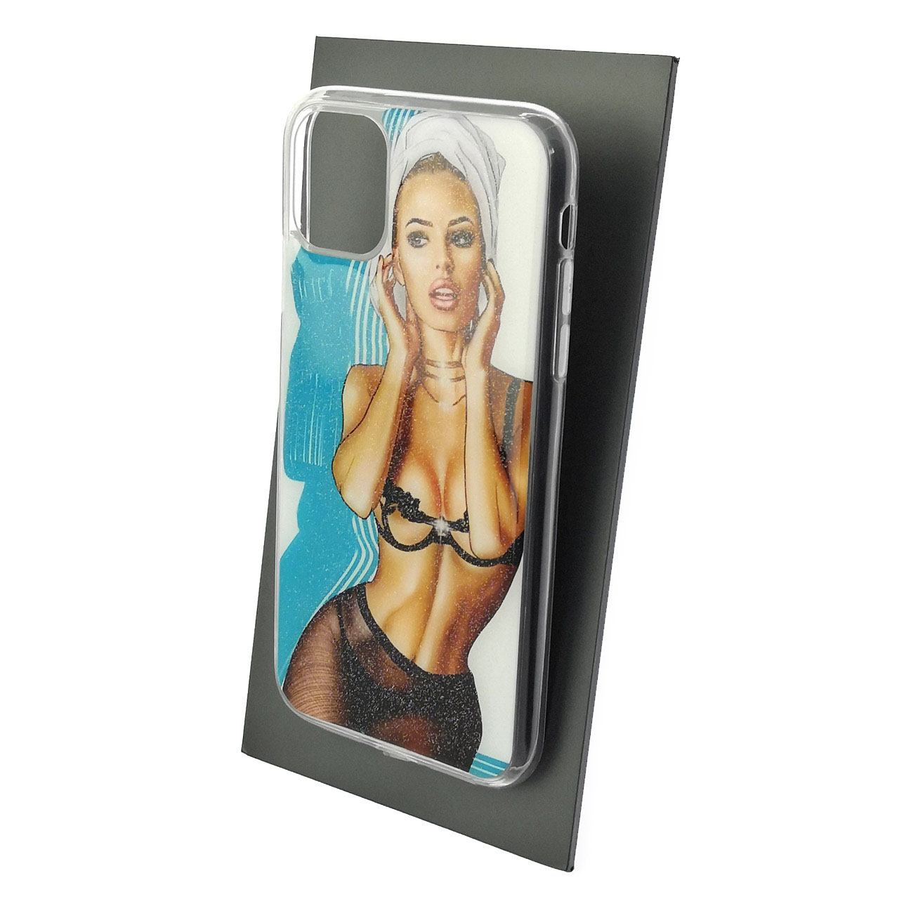 Чехол накладка для APPLE iPhone 11, силикон, глянцевый, блестки, рисунок Задумчивая девушка