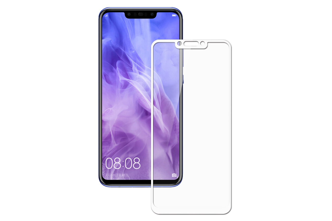 Защитное стекло 5D для HUAWEI Honor PLAY, Nova 3, Nova 3i, Mate 20 lite, цвет окантовки белый.