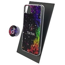 Чехол накладка для HUAWEI Honor 9S (DUA-LX9), Y5P 2020, силикон, фактурный глянец, с поп сокетом, рисунок Tik Tok