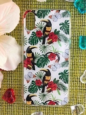 Чехол накладка для APPLE iPhone X, XS, силикон, рисунок птица тукан.