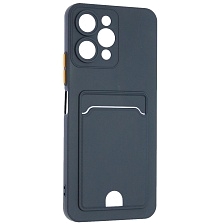 Чехол накладка BUTTON для XIAOMI Redmi 12 4G, защита камеры, силикон, отдел для карт, цвет темно синий