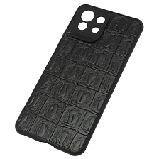 Чехол накладка для XIAOMI MI 11 Lite, силикон, текстура кожи крокодила, цвет черный