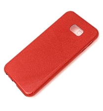 Чехол накладка Shine для SAMSUNG Galaxy J4 Plus 2018 (SM-J415), силикон, блестки, цвет красный.