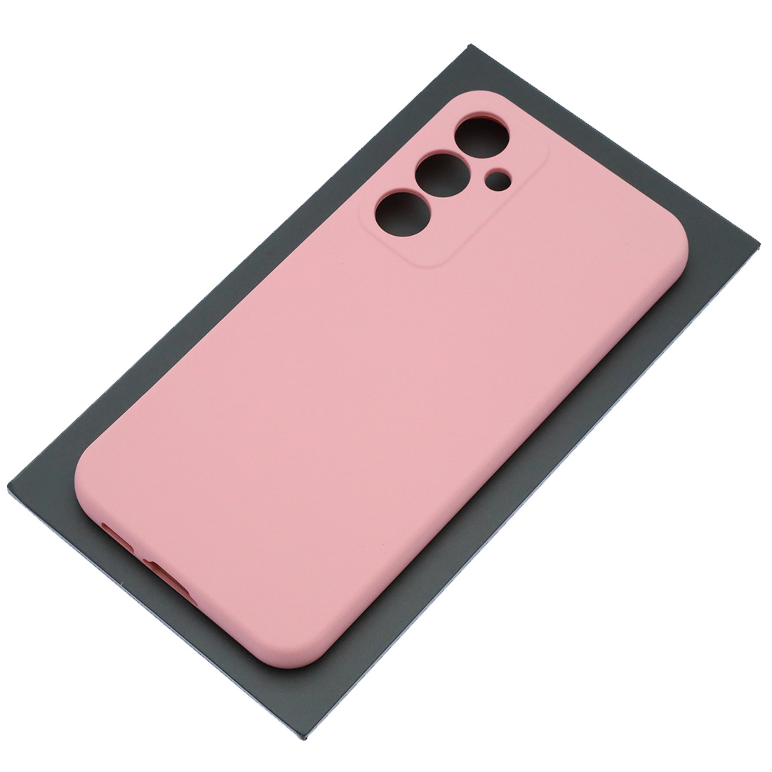 Чехол накладка Silicon Cover для SAMSUNG Galaxy S23 FE, защита камеры, силикон, бархат, цвет розовый