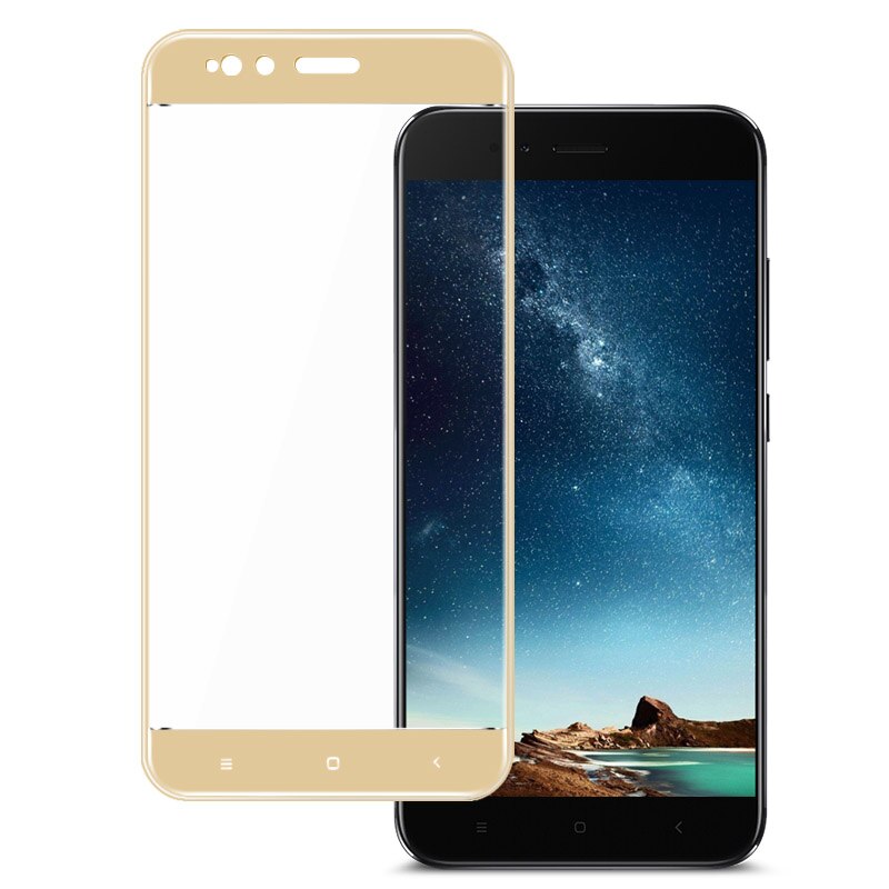 Стекло защитное "2D" для Xiaomi Mi A1/Mi 5X в техпаке, цвет золото.