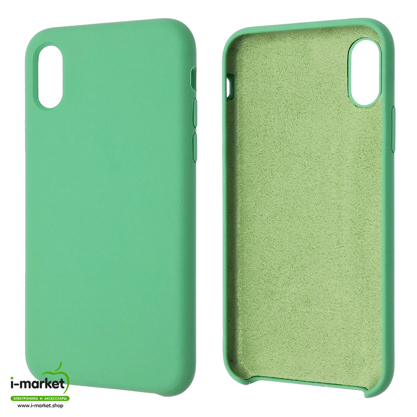 Чехол накладка Silicon Case для APPLE iPhone X, iPhone XS, силикон, бархат, цвет мятный