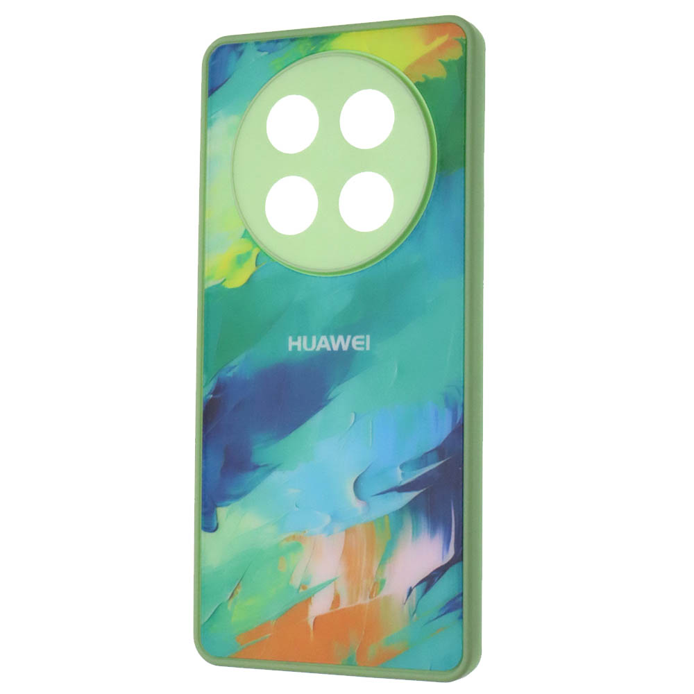 Чехол накладка для Honor X9c, пластик, силикон, защита камеры, рисунок Зеленая абстракция