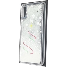 Чехол накладка для XIAOMI Redmi 9A, силикон, переливашка, рисунок елочка со снежинками