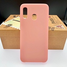 Чехол накладка Silicon Cover для SAMSUNG Galaxy A30 (SM-A305), силикон, бархат, цвет розовый.