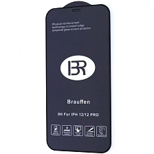 Защитное стекло 5D BRAUFFEN для APPLE iPhone 12, 12 Pro (6.1"), AAA класс, цвет окантовки черный