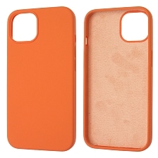 Чехол накладка Silicon Case для APPLE iPhone 13 (6.1), силикон, бархат, цвет коралловый