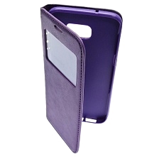 Чехол книжка для SAMSUNG Galaxy S7 Edge (SM-G935), экокожа, цвет фиолетовый
