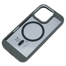 Чехол накладка с поддержкой MagSafe для APPLE iPhone 16 Pro (6.3"), силикон, пластик, цвет окантовки серый Чехол накладка с поддержкой MagSafe для APPLE iPhone 16 Pro (6.3"), силикон, пластик, цвет окантовки серый
