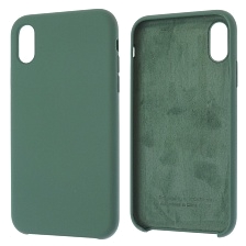 Чехол накладка Silicon Case для APPLE iPhone XR, силикон, бархат, цвет сосново зеленый