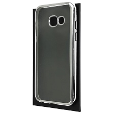 Чехол накладка для SAMSUNG Galaxy A3 2017 (SM-A320), силикон, цвет прозрачный, серебристая окантовка