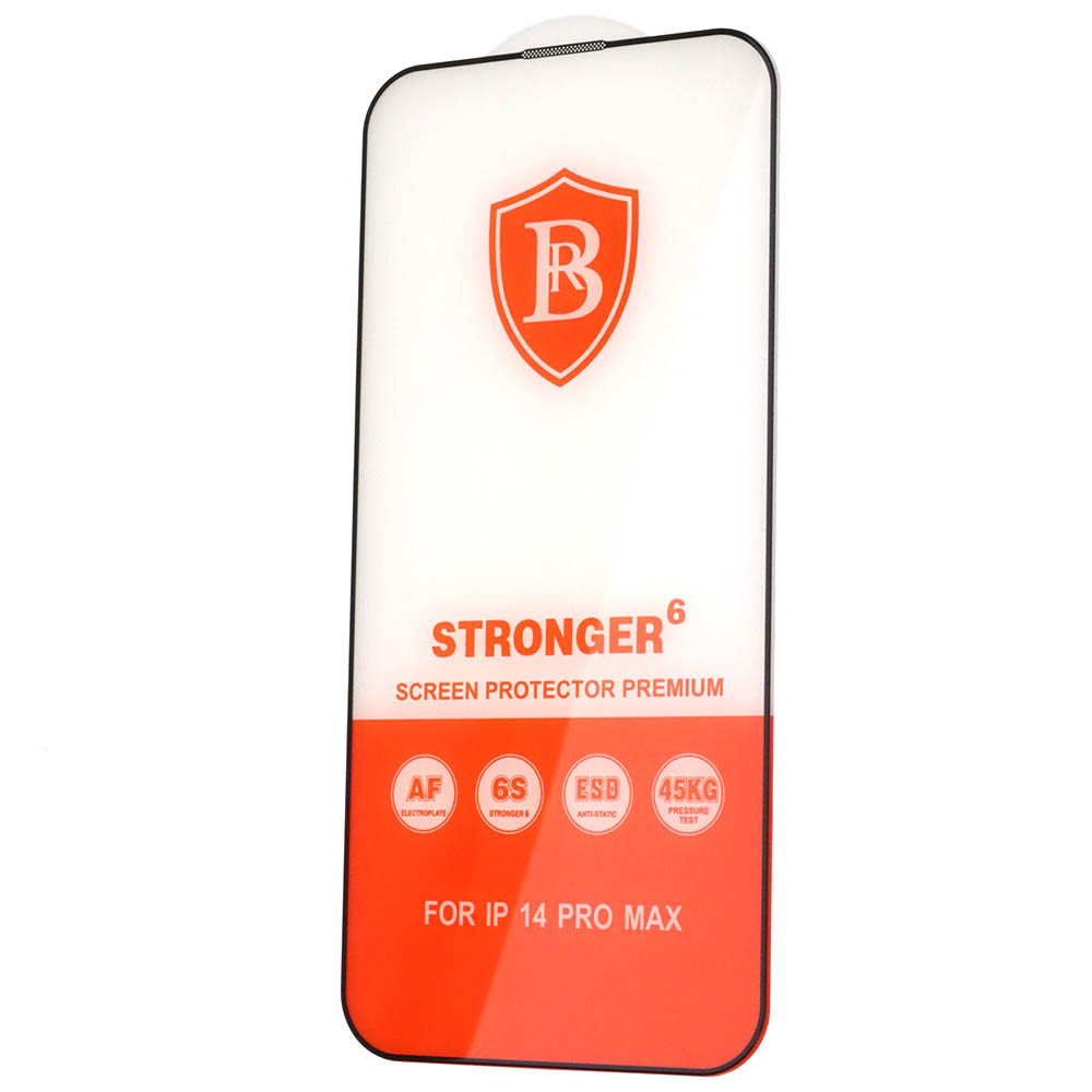Защитное стекло STRONGER для APPLE iPhone 14 Pro Max, цвет окантовки черный