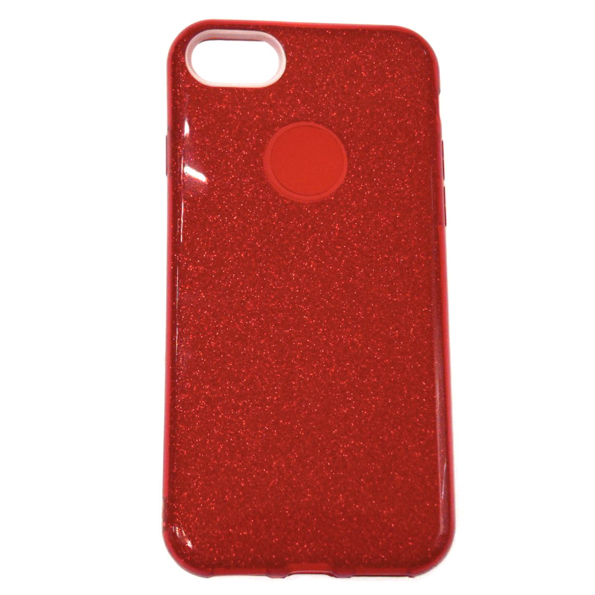 Чехол накладка для APPLE iPhone 8, силикон, блестки, цвет красный
