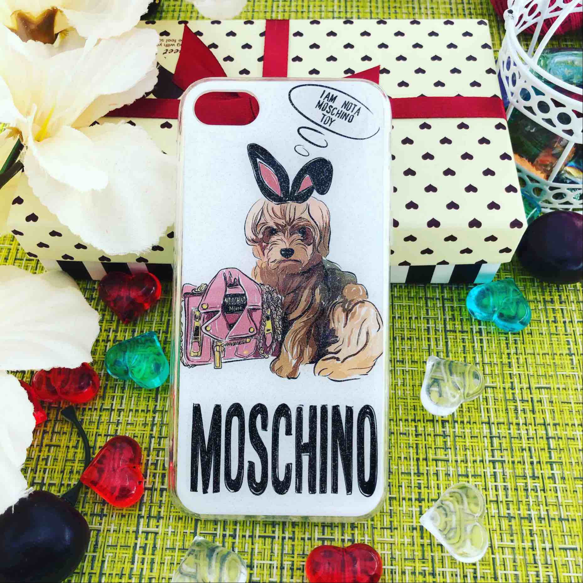 Чехол накладка для APPLE iPhone 7, 8, силикон, рисунок Собачка MOSCHINO I'AM NOTA.
