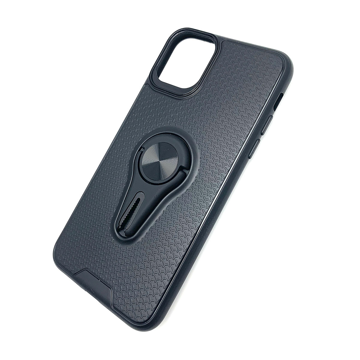 Чехол накладка для APPLE iPhone 11 Pro MAX, силикон, металлическое кольцо, цвет черный.