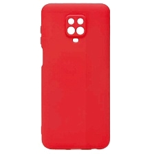 Чехол накладка для XIAOMI Redmi Note 9 Pro, Redmi Note 9S, защита камеры, силикон, бархат, цвет красный
