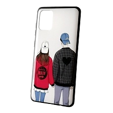Чехол накладка для SAMSUNG Galaxy A71 (SM-A715), силикон, рисунок Девушка и парень.