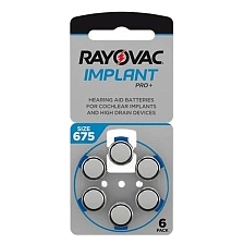 Батарейка для слуховых аппаратов RAYOVAC Implant Pro Plus, ZA675 (675A, AC675E/EZ, PR675H, PR44), BL6, 1.45V